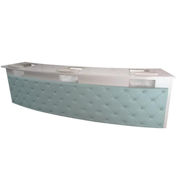 Cheap salon furniture 3 seaters nail bar tables manicure stations