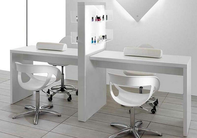 New double white beauty stations nail desks manicure bar tables salon furniture