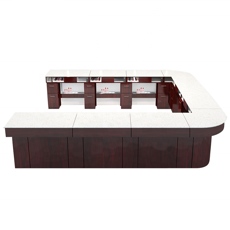 Luxury customized unique salon furniture nail bar tables manicure desks stations with light