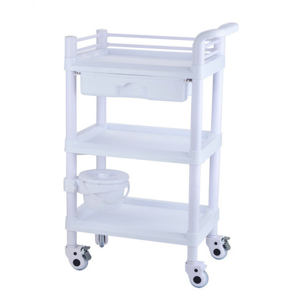 Beauty Manicure Nail Salon Facial Pedicure Cart Steel Hospital Medical Trolley with Storage Drawers