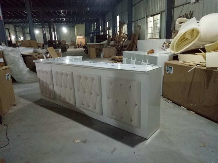 White wood design studio beauty manicure reception desk nail bar table salon workstation furniture