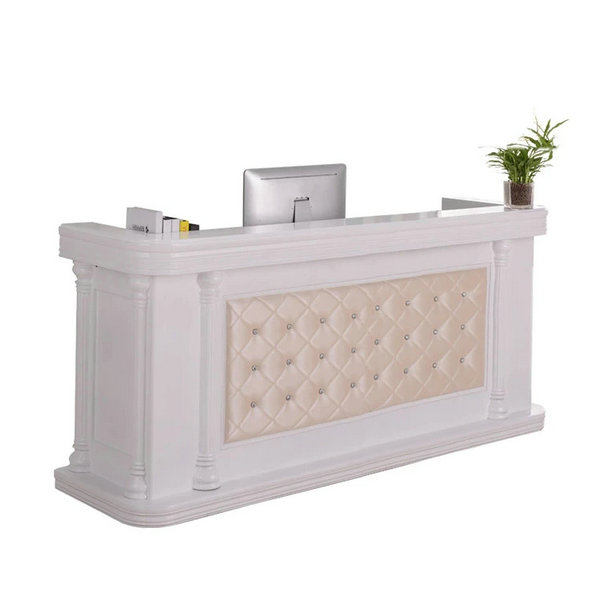 White nail station reception front desk beauty table checkout counter salon furniture