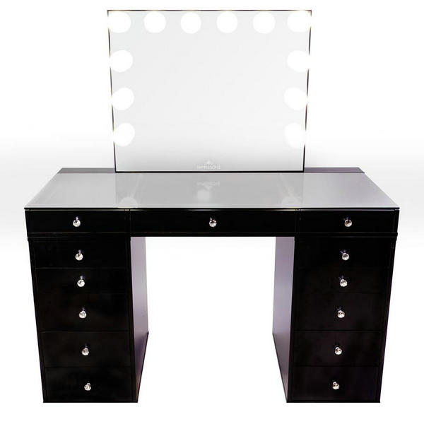 Customize Black Hairdressing Salon Styling Stations Makeup Station