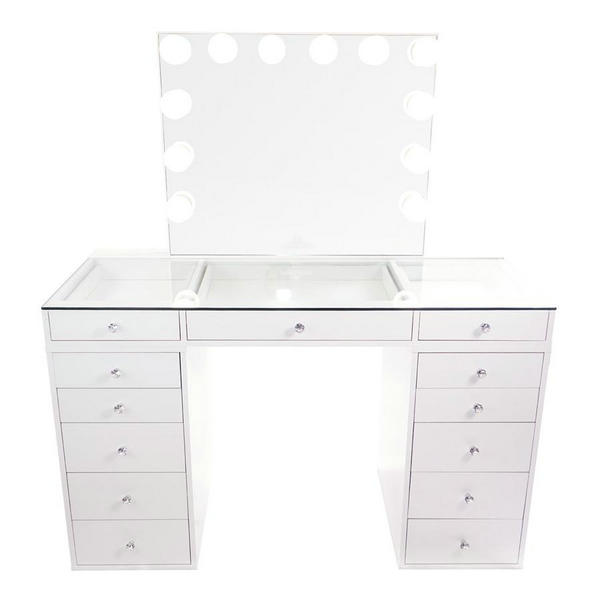 Customize White Hairdressing Salon Styling Stations Makeup Station