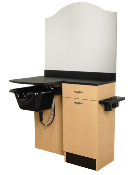 Barber Wet Salon Cabinet Styling Mirror Station Table with Shampoo basin