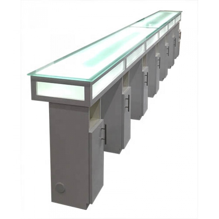 White design beauty nail salon furniture manicure table long nail bar desk station